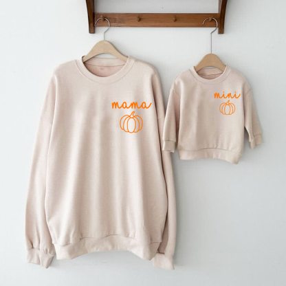 MAMA/MINI Mommy and Me Pumpkin Beige Sweatshirt - image 1