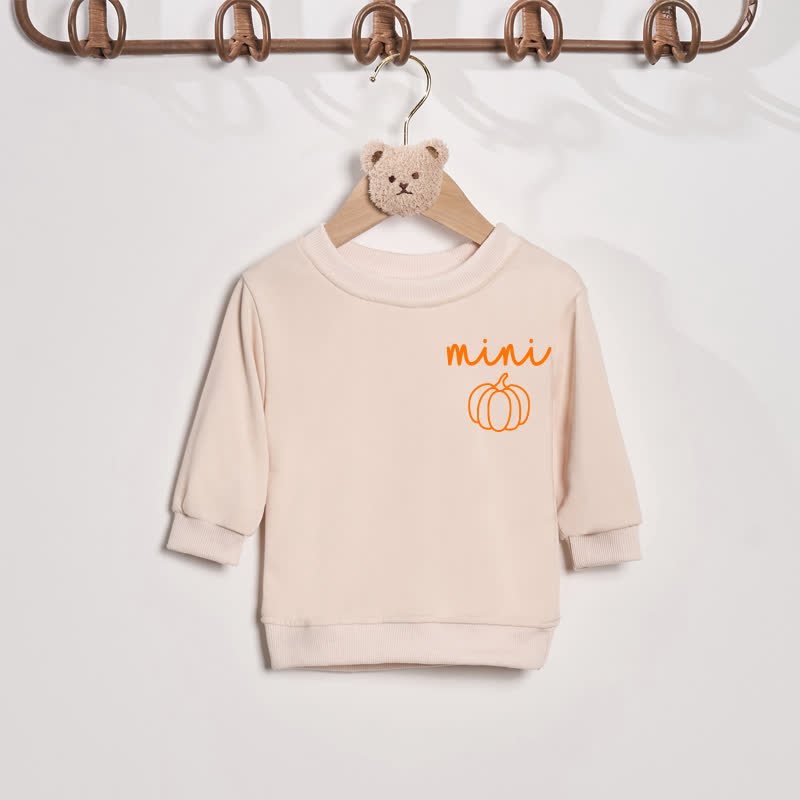 MAMA/MINI Mommy and Me Pumpkin Beige Sweatshirt - Beige - Baby Sweatshirt: 2-3T - image 3