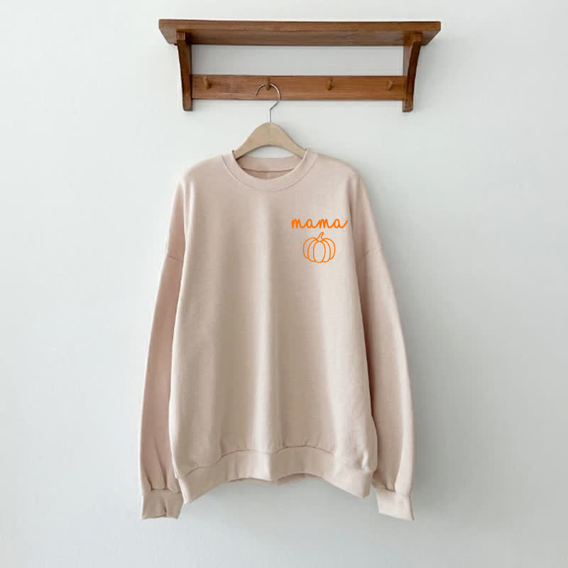 MAMA/MINI Mommy and Me Pumpkin Beige Sweatshirt - Beige - Adult Sweatshirt: XL - image 2