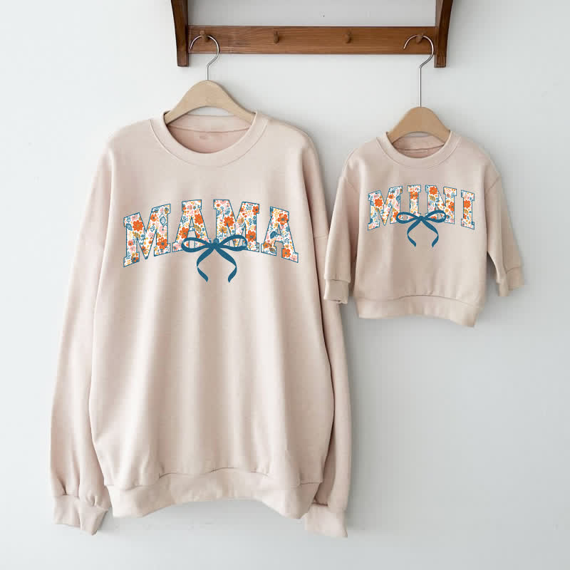 MAMA/MINI Mommy and Me Bow Beige Sweatshirt - image 2