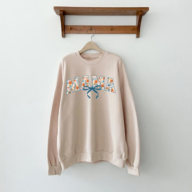 MAMA/MINI Mommy and Me Bow Beige Sweatshirt - Beige - Adult Sweatshirt: XL - image 1