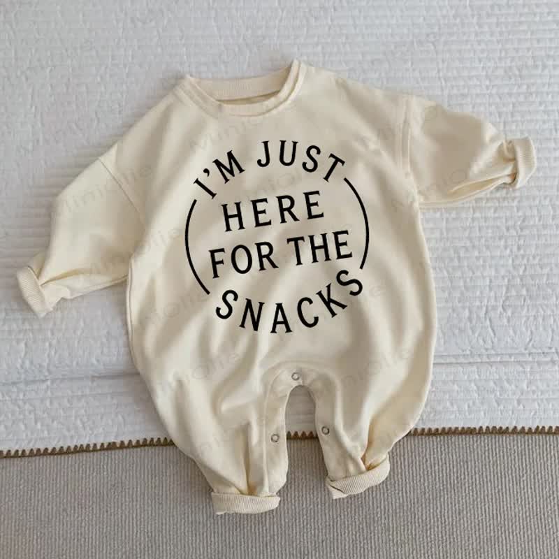 I'M JUST HERE FOR THE SNACKS Baby Beige Romper - Beige - 2-3T - image 1