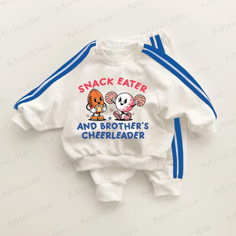 SNACK EATER AND BROTHER'S CHEERLEADER Blue Striped 2-piece Set - White&Blue - 3-5T - image 1