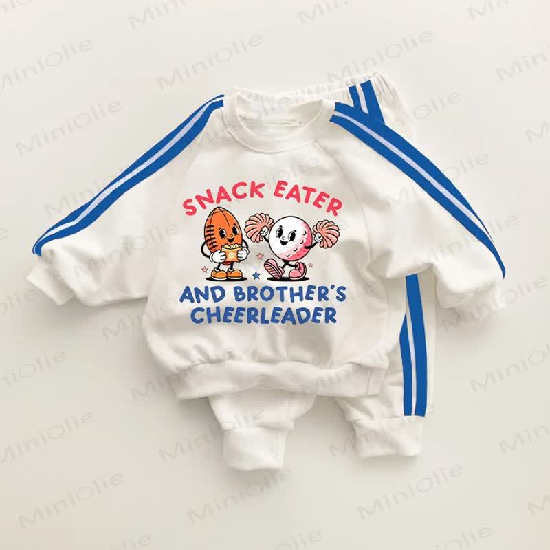 SNACK EATER AND BROTHER'S CHEERLEADER Blue Striped 2-piece Set - White&Blue - 3-5T - image 1