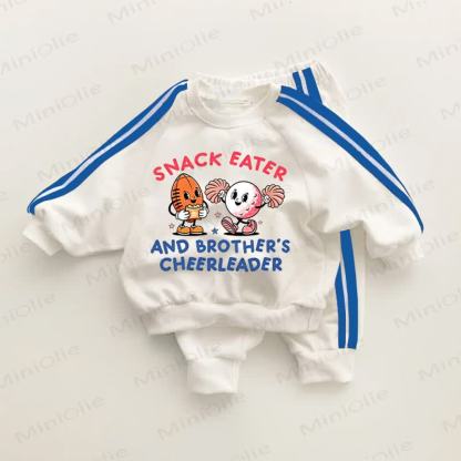 SNACK EATER AND BROTHER'S CHEERLEADER Blue Striped 2-piece Set - White&Blue - 3-5T - image 1