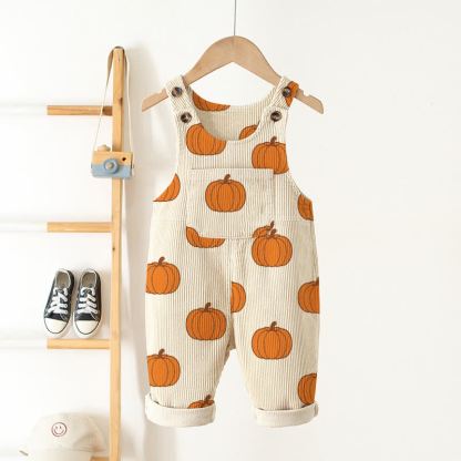 Baby Toddler Pumpkin Beige Corduroy Pocket Overalls - Beige - 3-5T - image 1