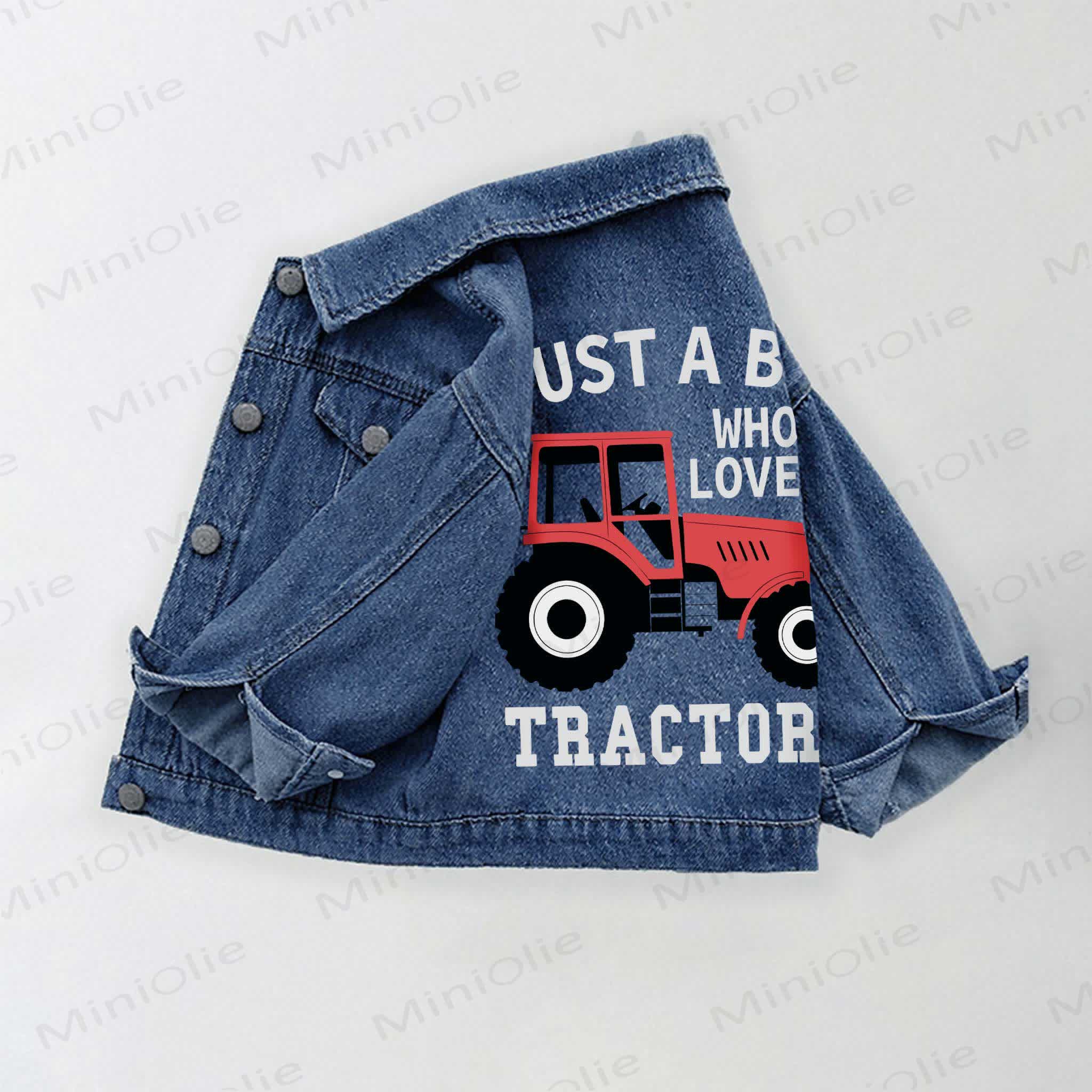 JUST A BOY WHO LOVES TRACTORS Toddler Kid Denim Jacket - Blue - 10-11T - image 1