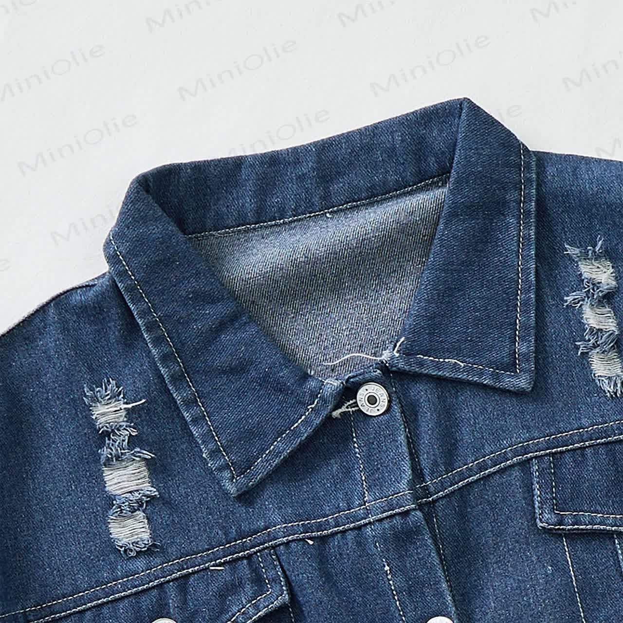 Toddler Kid Ladybug Floral Print Denim Jacket - image 4