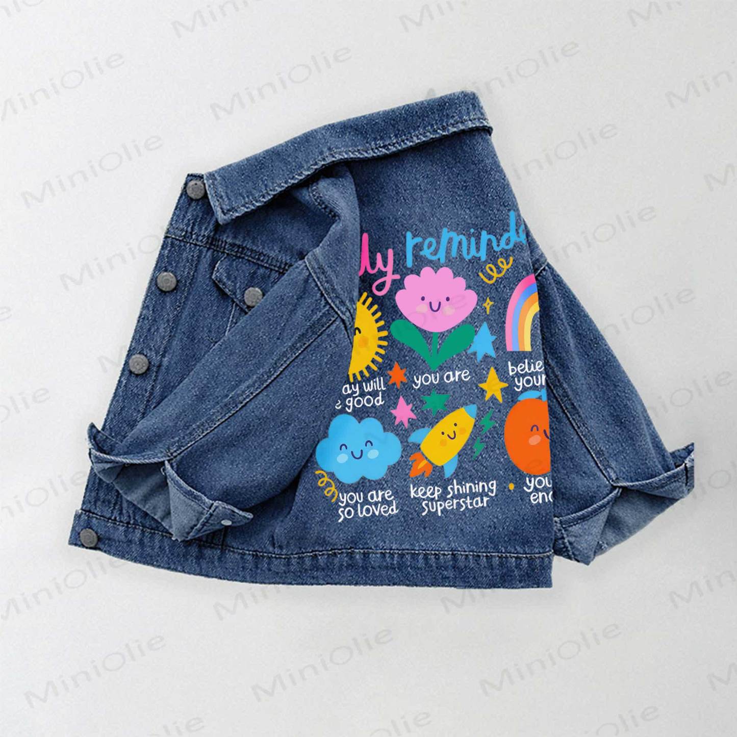 Toddler Kid Cartoon Print Denim Jacket - Blue - 10-11T - image 1