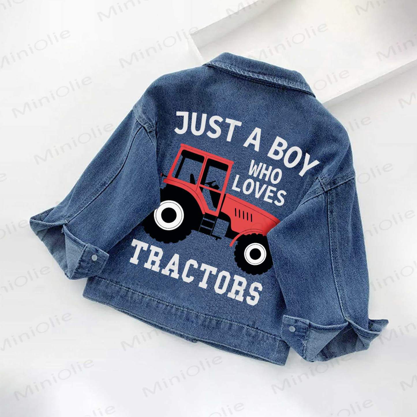 JUST A BOY WHO LOVES TRACTORS Toddler Kid Denim Jacket - image 3