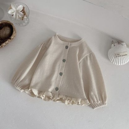 Baby Toddler Textured Ruffle Trim Cardigan and Pants Set - image 4