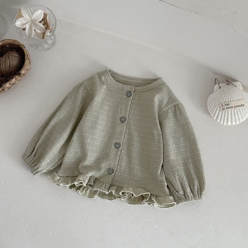 Baby Toddler Textured Ruffle Trim Cardigan and Pants Set - image 6