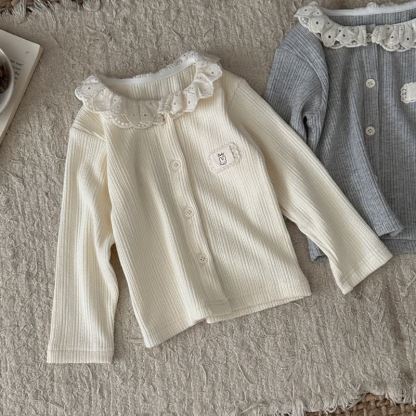 Baby Toddler Girl Ribbed Ruffle Collar Top and Flare Pants Set - image 6
