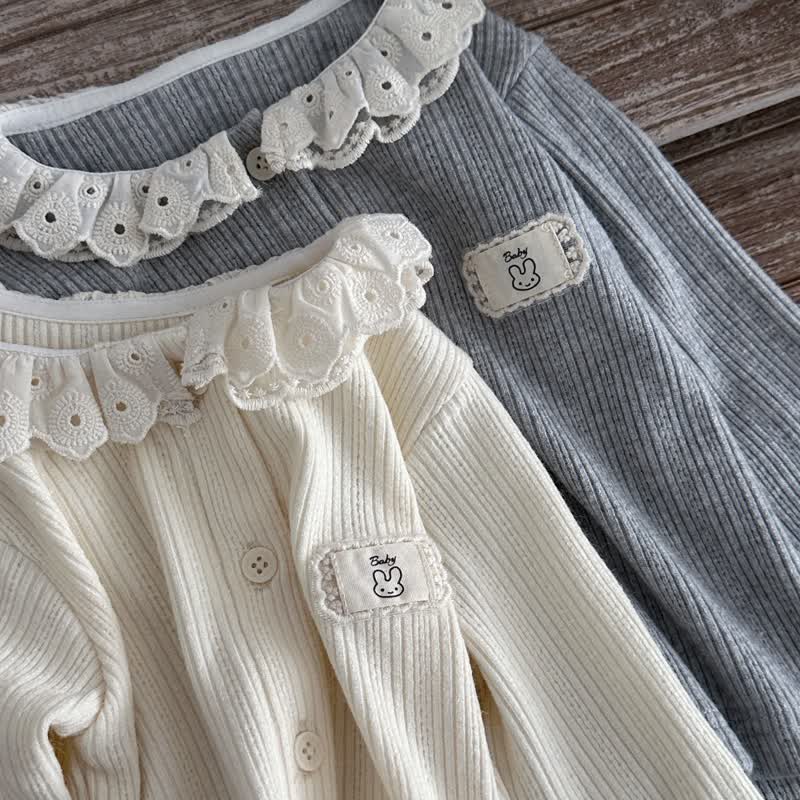Baby Toddler Girl Ribbed Ruffle Collar Top and Flare Pants Set - image 8