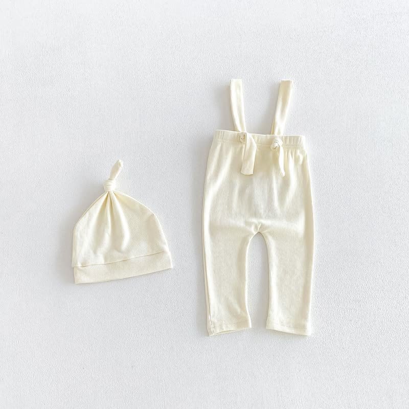 Baby Solid Color Ribbed Top or Halloween Themed Overalls with Hat - image 7