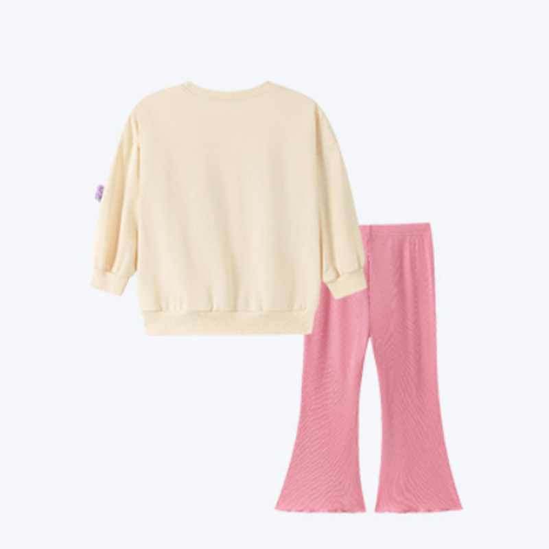 Toddler Girl Floral Applique Sweatshirt and Flare Pants Set - image 3