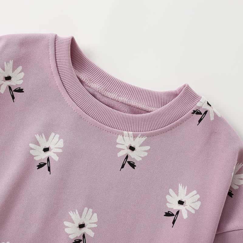 Toddler Girls Purple Daisy Print Sweatshirt and Pants Set - image 3
