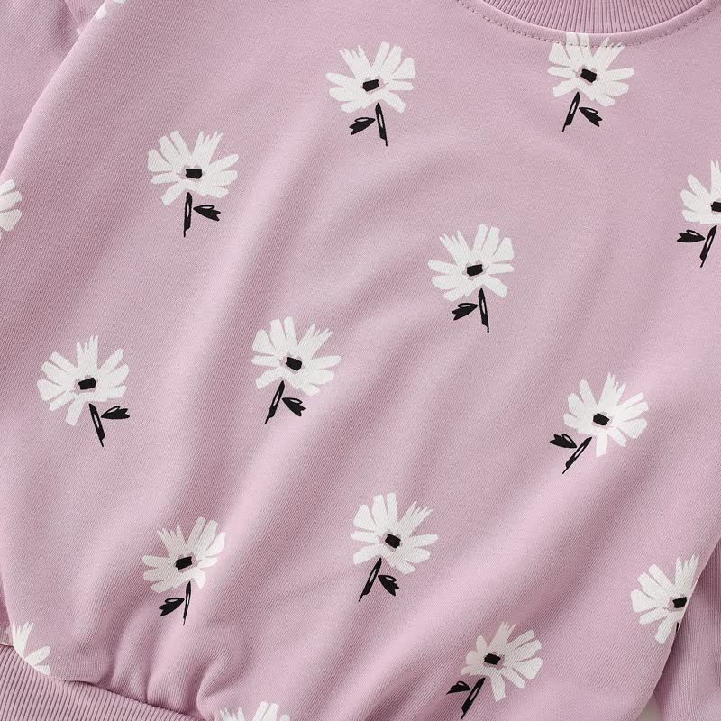 Toddler Girls Purple Daisy Print Sweatshirt and Pants Set - image 4