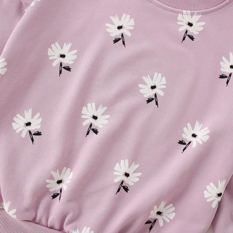 Toddler Girls Purple Daisy Print Sweatshirt and Pants Set - image 4