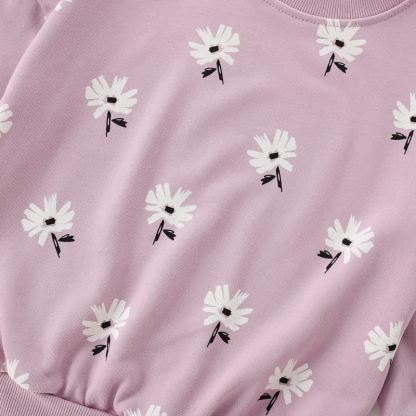 Toddler Girls Purple Daisy Print Sweatshirt and Pants Set - image 4