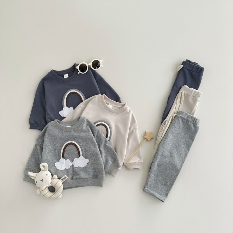Baby Rainbow Cloud Applique Sweatshirt and Pants Set - image 7