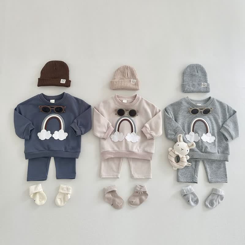 Baby Rainbow Cloud Applique Sweatshirt and Pants Set - image 6