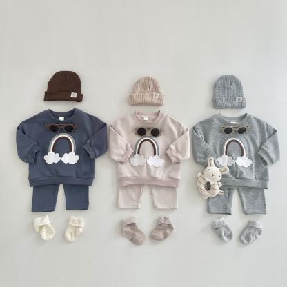 Baby Rainbow Cloud Applique Sweatshirt and Pants Set - image 6
