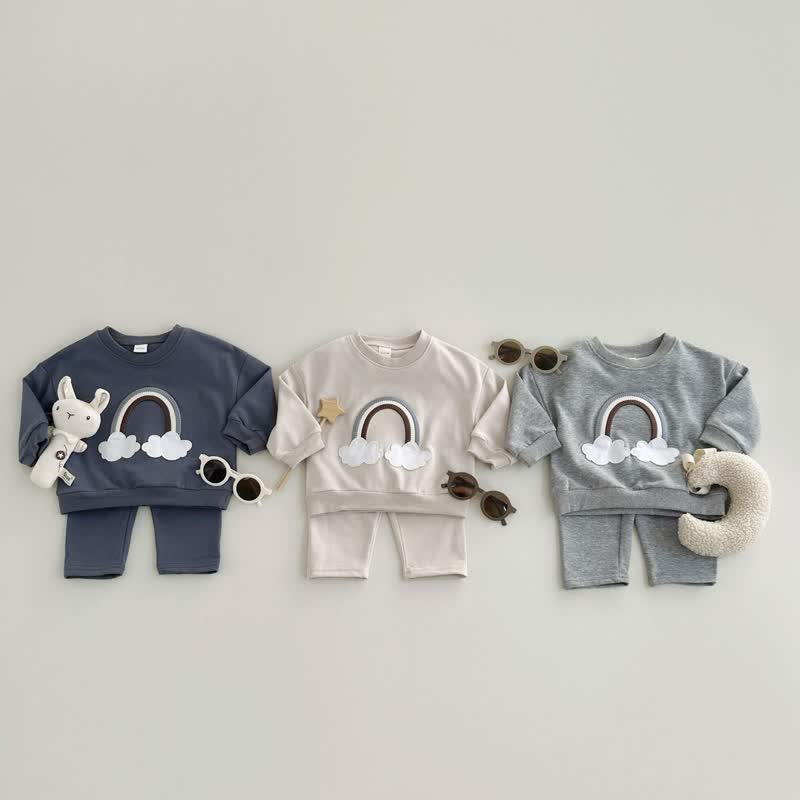Baby Rainbow Cloud Applique Sweatshirt and Pants Set - image 5