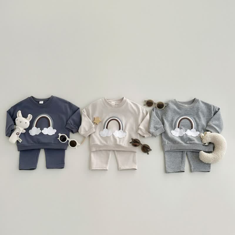 Baby Rainbow Cloud Applique Sweatshirt and Pants Set - image 5
