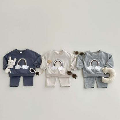 Baby Rainbow Cloud Applique Sweatshirt and Pants Set - image 5