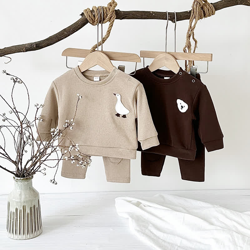 Baby Animal Patch Sweatshirt and Pants Set - image 1