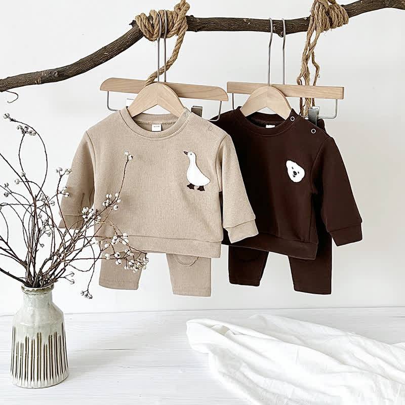 Baby Animal Patch Sweatshirt and Pants Set - image 1