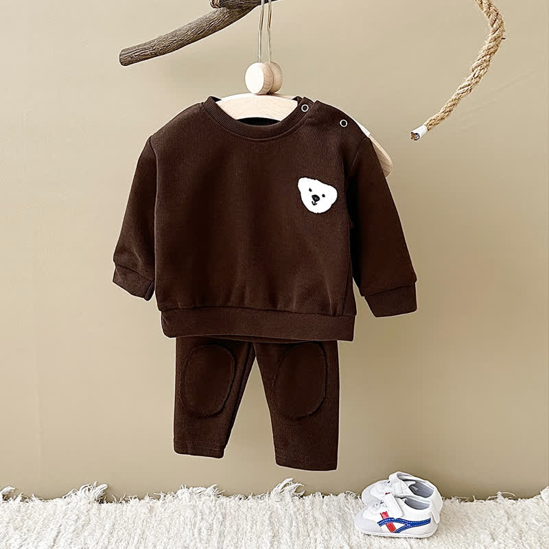 Baby Animal Patch Sweatshirt and Pants Set - Brown - 2-3Y - image 2