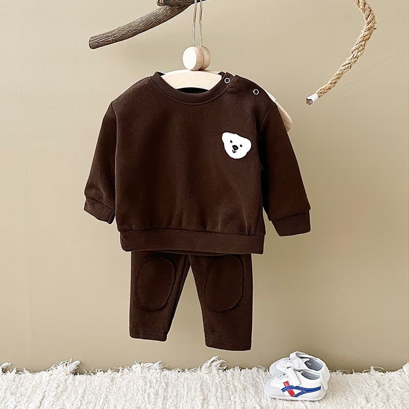 Baby Animal Patch Sweatshirt and Pants Set - Brown - 2-3Y - image 2