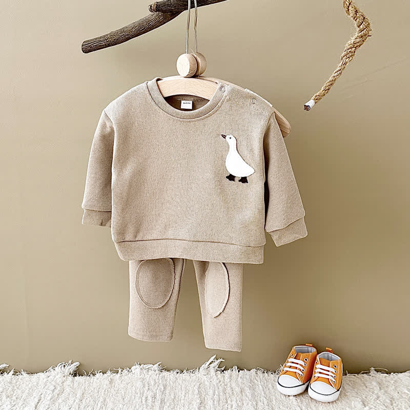 Baby Animal Patch Sweatshirt and Pants Set - Beige - 2-3Y - image 3