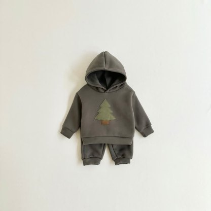 Baby Toddler Tree Applique Hoodie and Jogger Set - Gray - 4Y - image 1