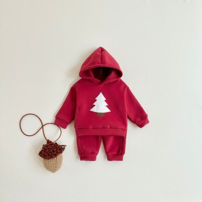 Baby Toddler Tree Applique Hoodie and Jogger Set - Red - 4Y - image 3