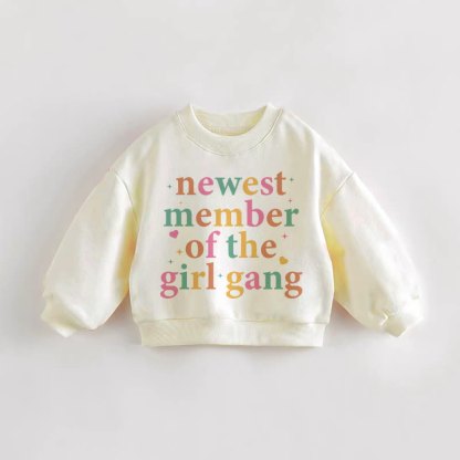 NEWEST MEMBER OF THE GIRL GANG Baby Toddler Girl Cream Sweatshirt - Cream - 3-5T - image 1