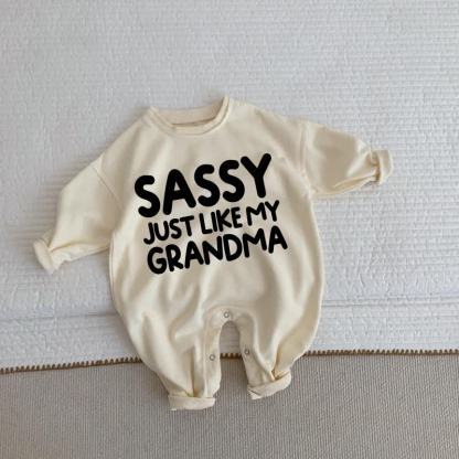 SASSY JUST LIKE MY GRANDMA Baby Toddler Beige Romper - Beige - 2-3T - image 1