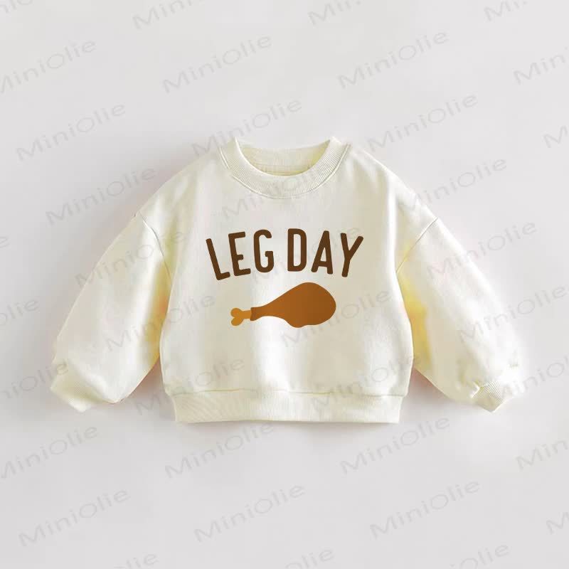 LEG DAY Baby Toddler Cream Sweatshirt - Cream - 3-5T - image 1