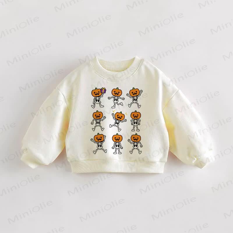 Baby Toddler Pumpkin Skull Cream Sweatshirt - Cream - 3-5T - image 1