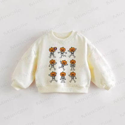 Baby Toddler Pumpkin Skull Cream Sweatshirt - Cream - 3-5T - image 1