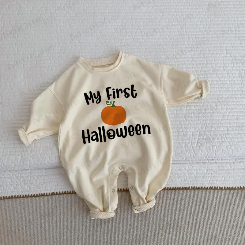 MY FIRST HALLOWEEN Baby Pumpkin Beige Romper - Beige - 2-3T - image 1