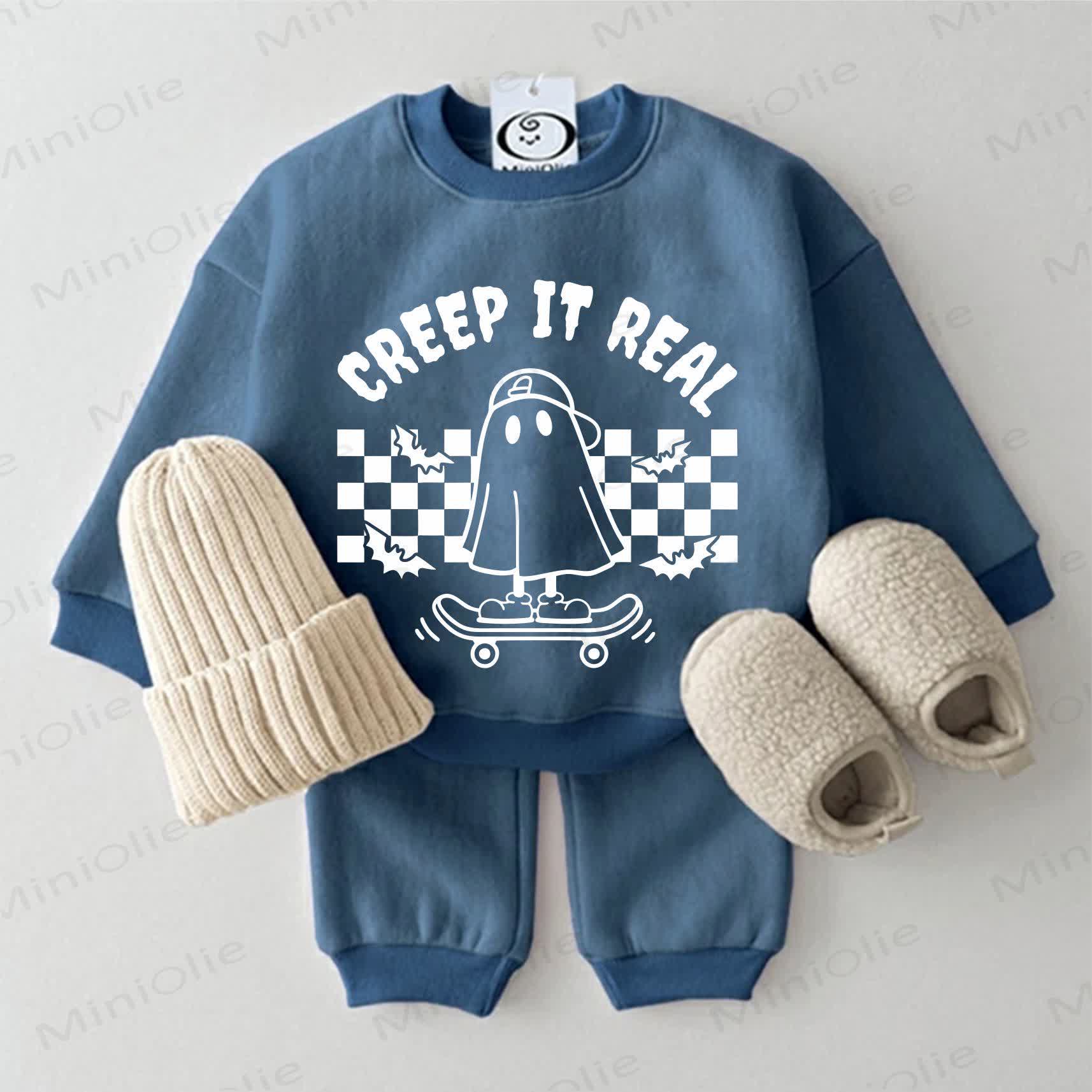 CREEP IT REAL Baby Sweatshirt 2-piece Blue Set - Blue - 2-3T - image 1