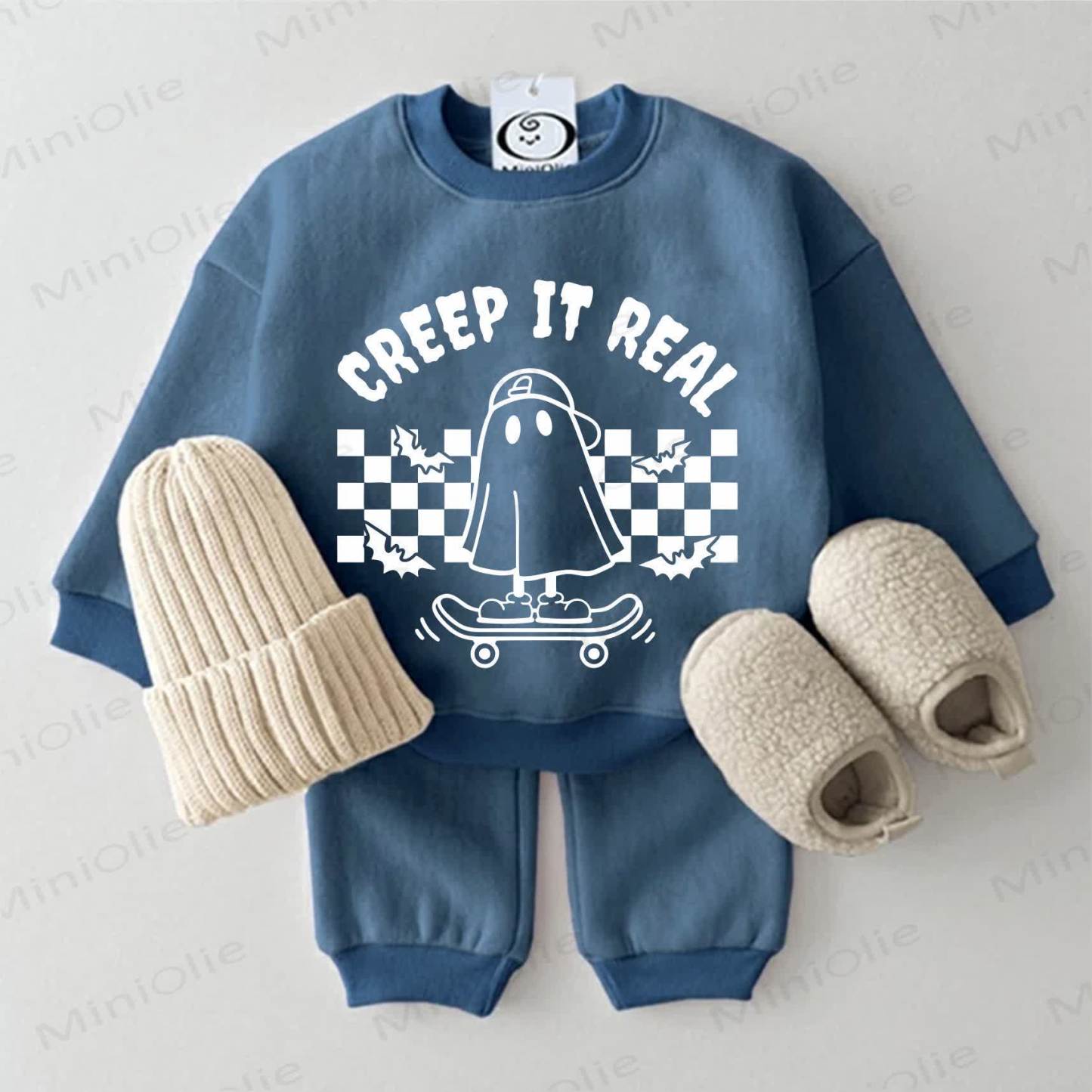 CREEP IT REAL Baby Sweatshirt 2-piece Blue Set - Blue - 2-3T - image 1