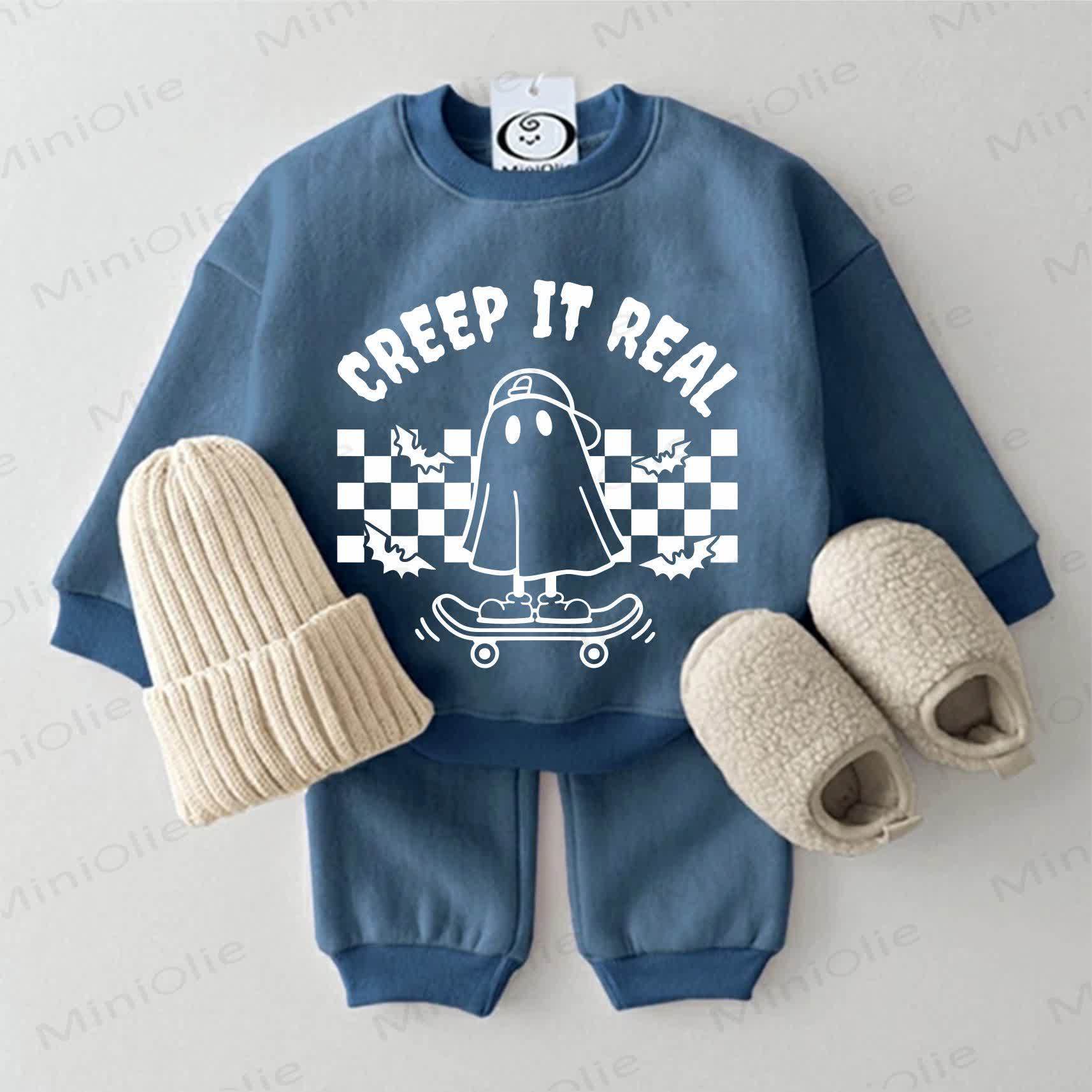 CREEP IT REAL Baby Sweatshirt 2-piece Blue Set - Blue - 2-3T - image 1