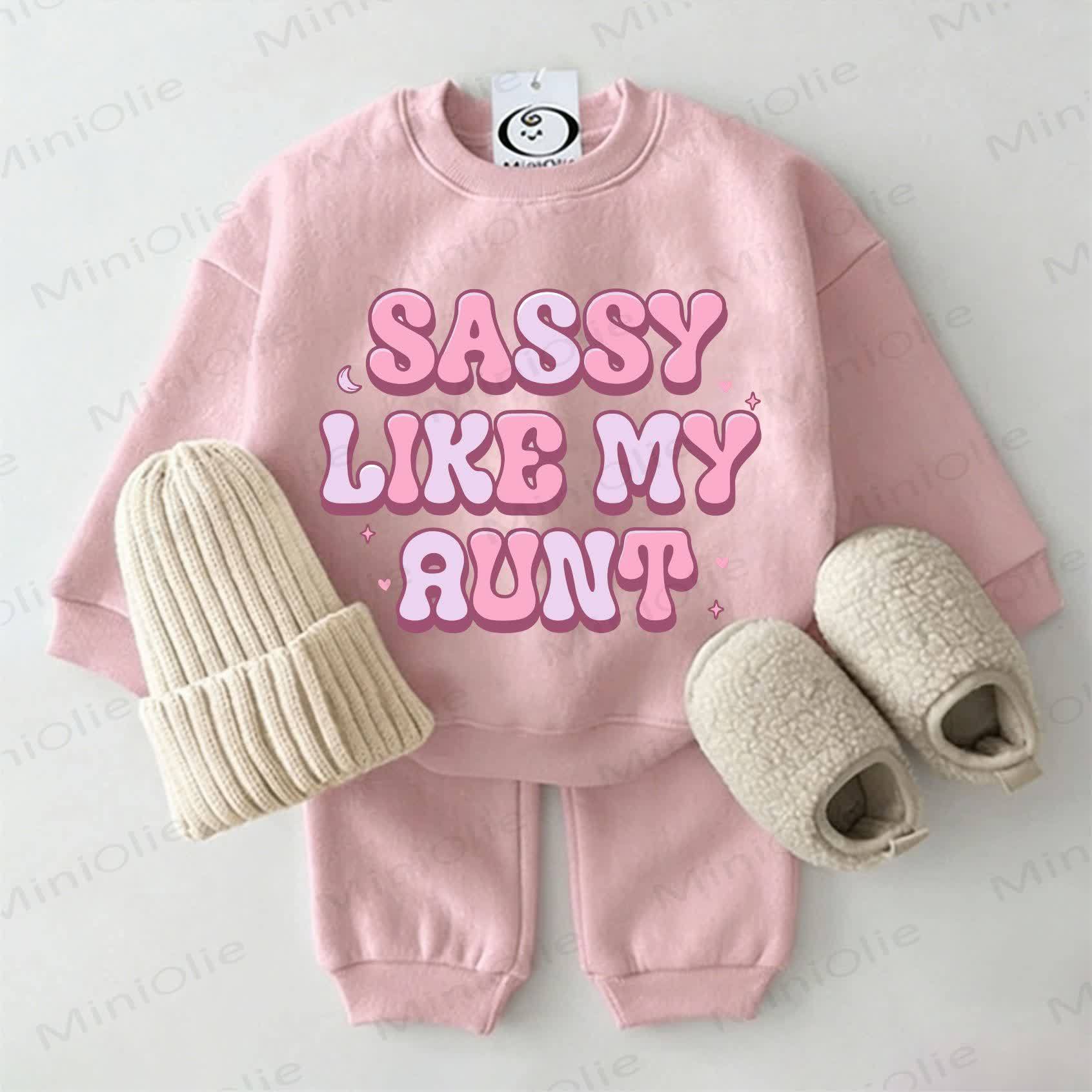 SASSY LIKE MY AUNT Baby Sweatshirt 2-piece Pink Set - Pink - 2-3T - image 1
