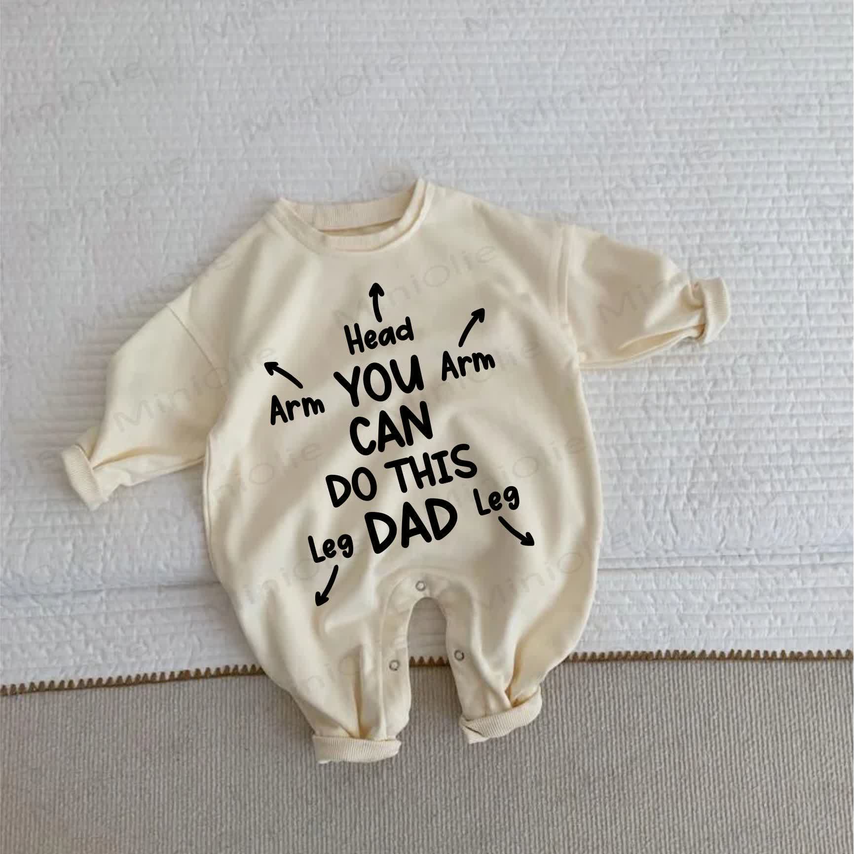 HEAD ARM ARM LEG LEG YOU CAN DO THIS DAD Baby Beige Romper - Beige - 2-3T - image 1