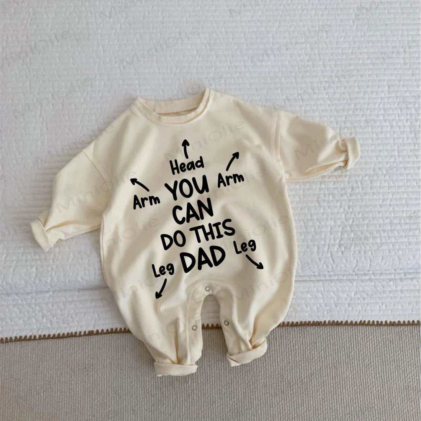 HEAD ARM ARM LEG LEG YOU CAN DO THIS DAD Baby Beige Romper - Beige - 2-3T - image 1