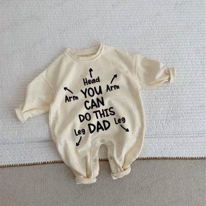 HEAD ARM ARM LEG LEG YOU CAN DO THIS DAD Baby Beige Romper - Beige - 2-3T - image 1
